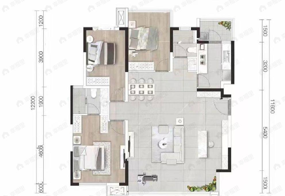 华润置地静安府3室2厅2卫户型图