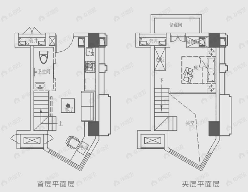 1室1厅1卫建面31平户型图