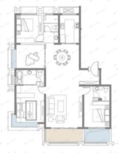 劳动公园里4室2厅3卫户型图