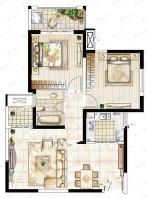 白云兴庆御苑2室2厅1卫户型图