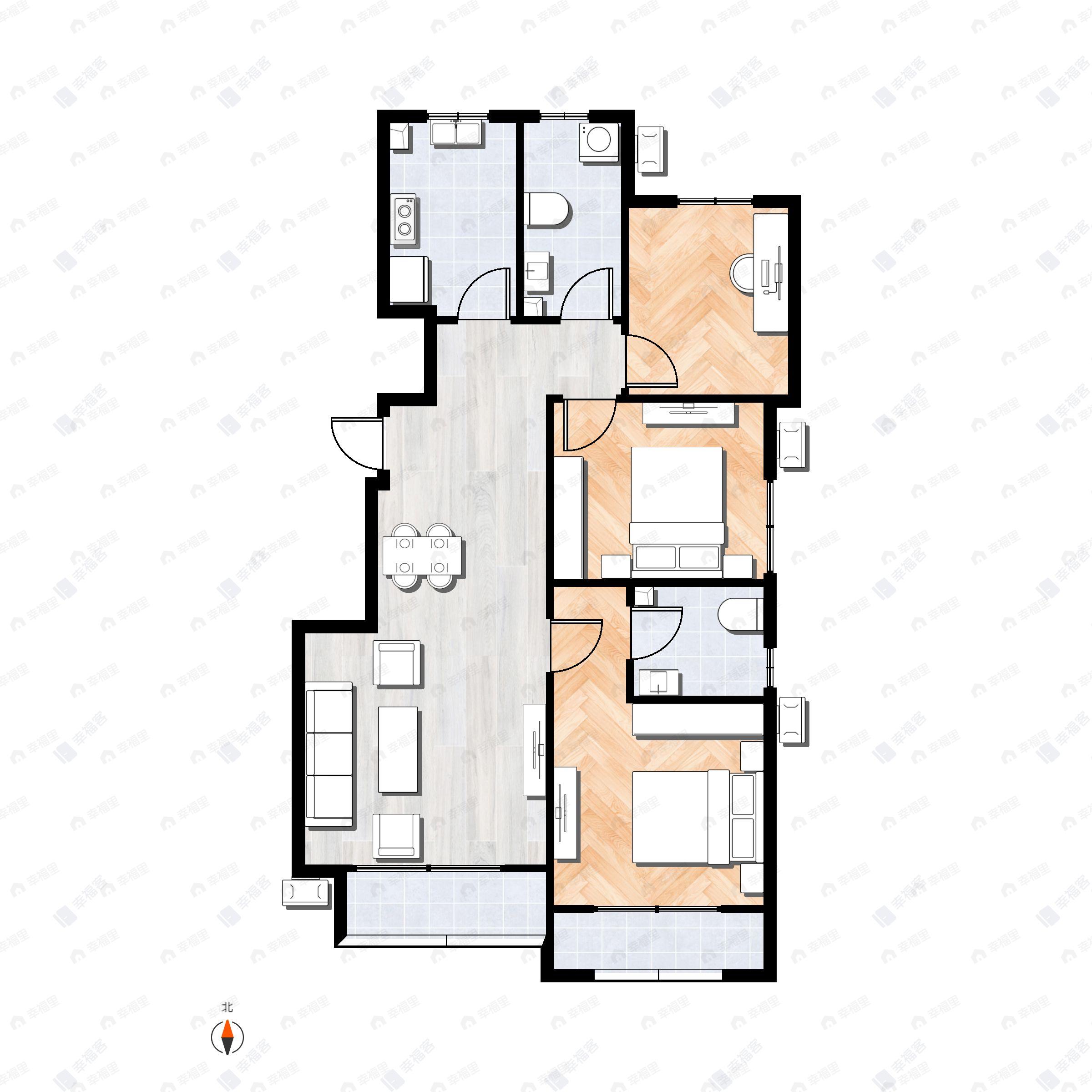 通用博园3室2厅2卫户型图