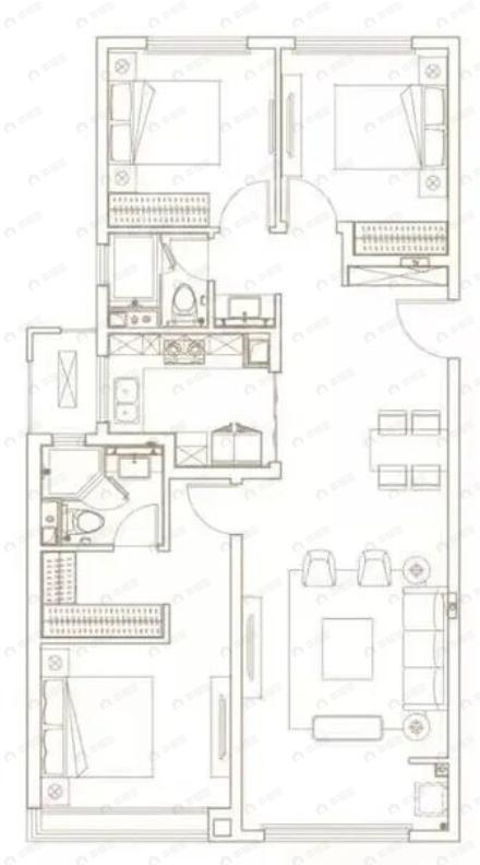 融创江山宸院3室2厅2卫户型图