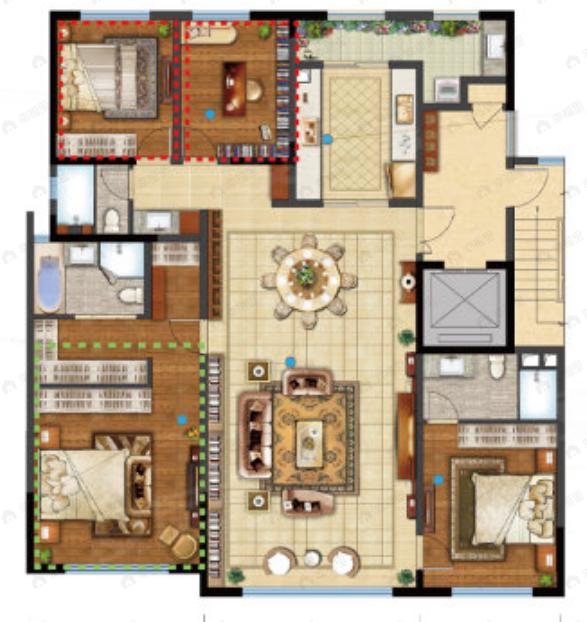 俊发生态半岛4室2厅3卫户型图