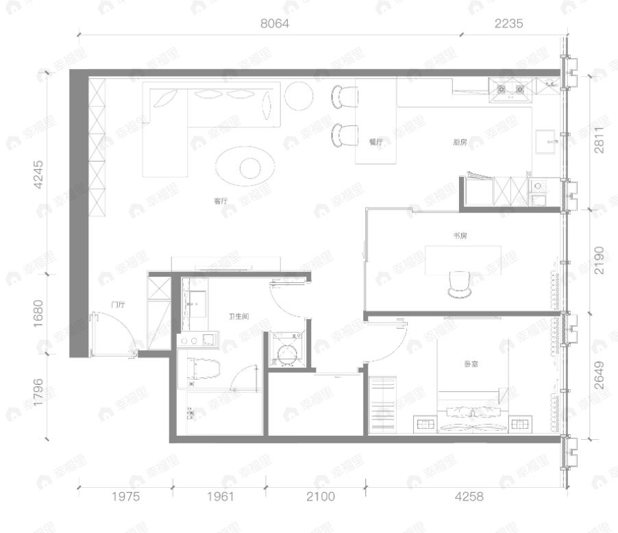 天资陸号院2室2厅1卫户型图