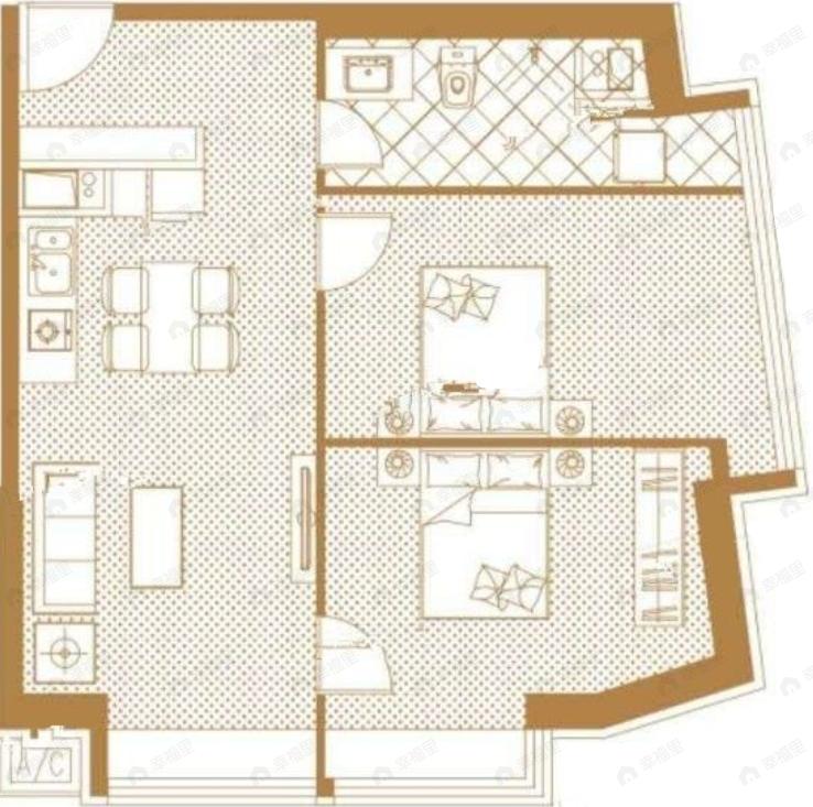 南华中环广场2室2厅1卫户型图