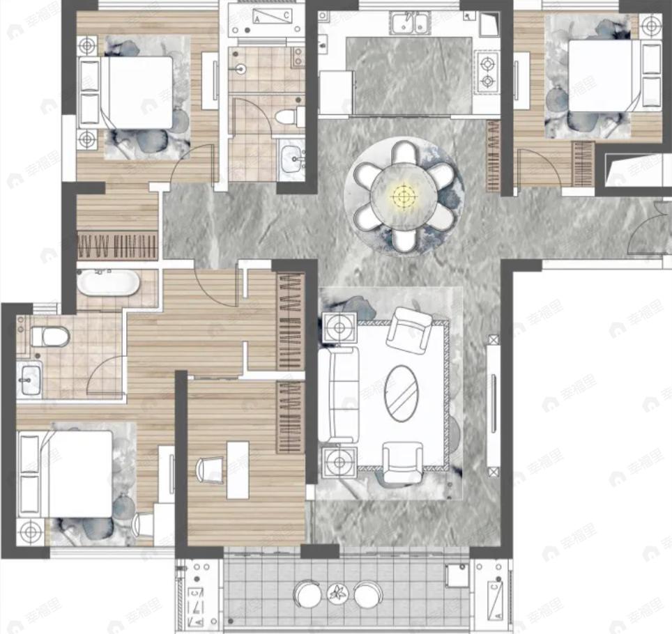 老三届悦湖4室2厅2卫户型图