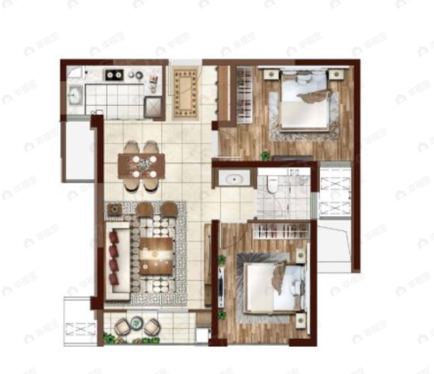 兰州中央公园2室2厅1卫户型图