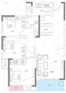 锦顺宸樾府3室2厅1卫户型图