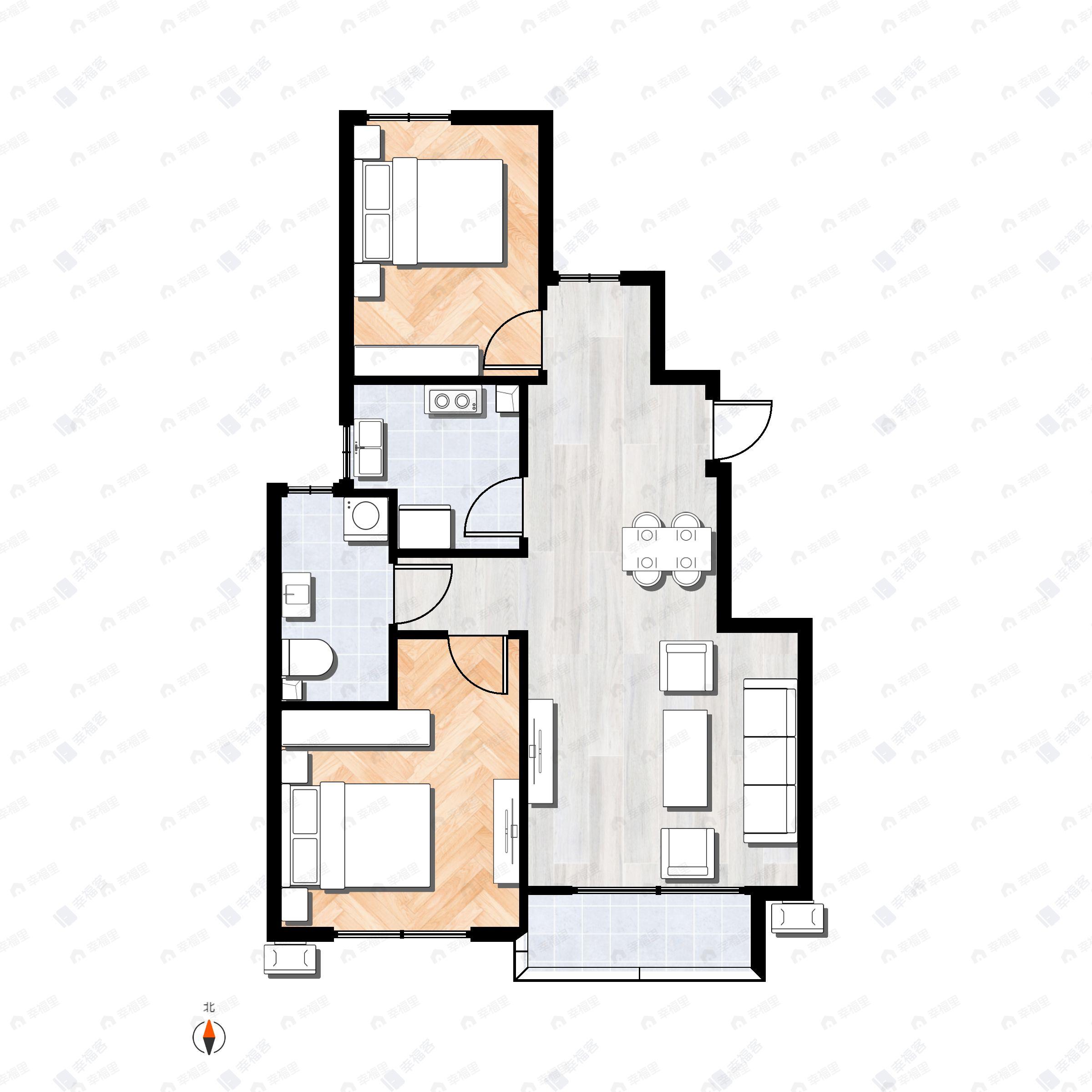 通用博园2室2厅1卫户型图