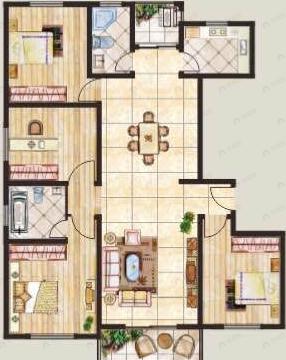 4室2厅2卫建面163平南户型图