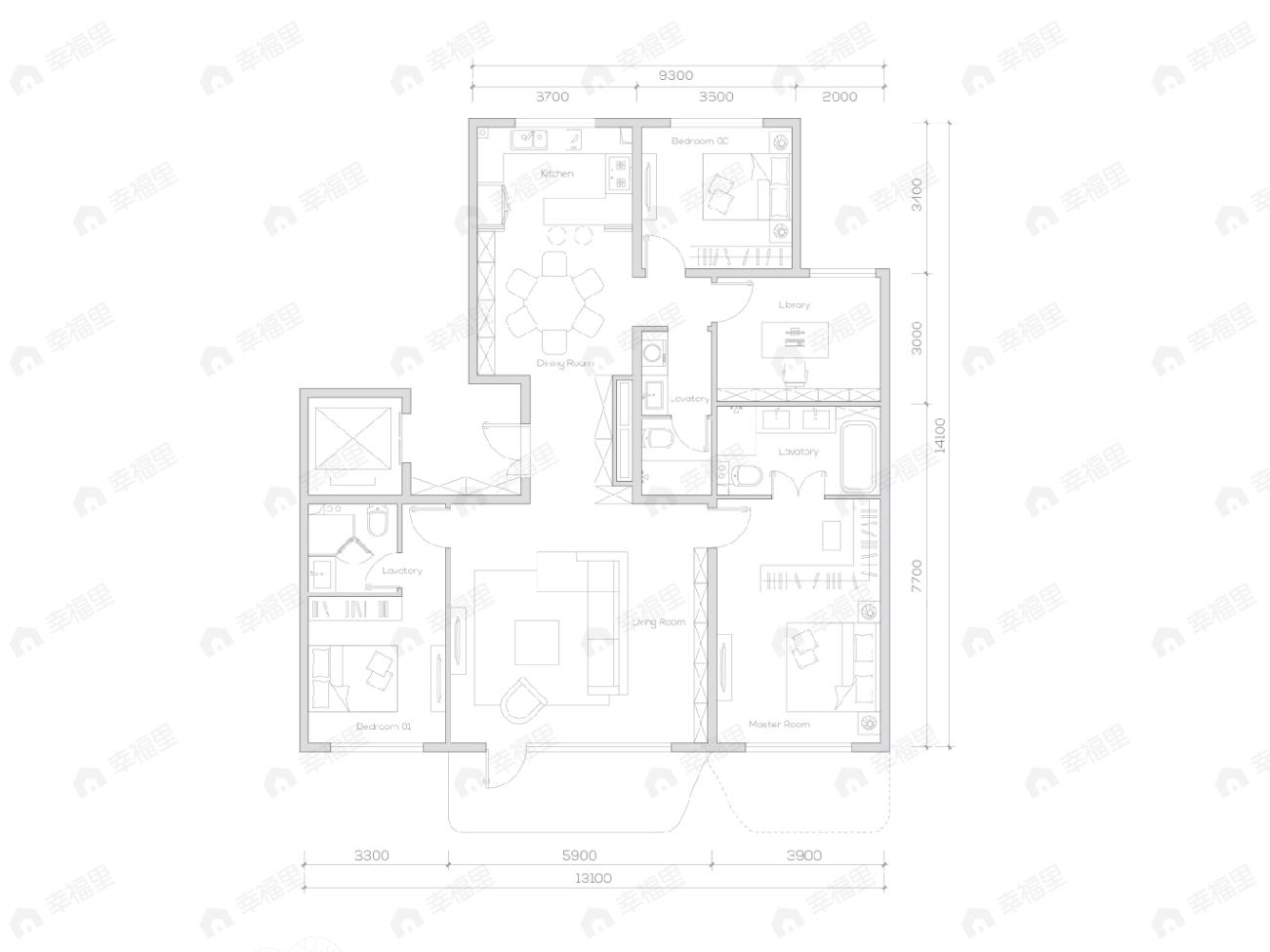 合生缦云4室2厅3卫户型图
