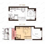 藏珑湖上公馆1室2厅1卫户型图