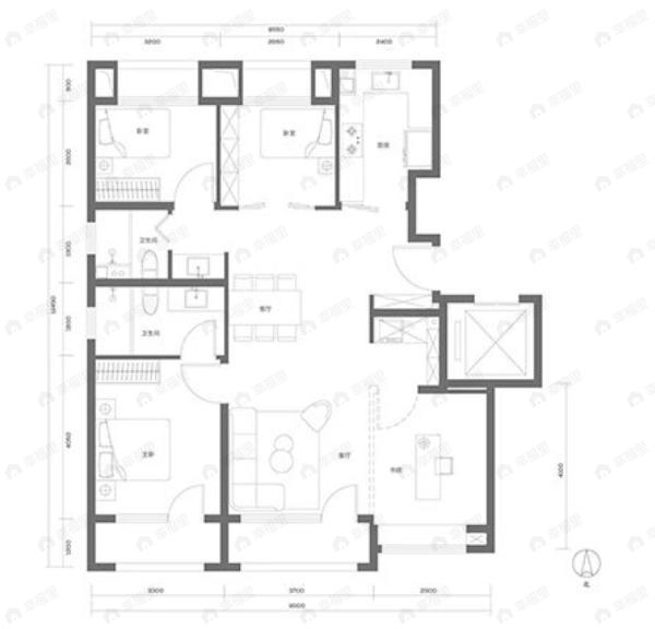 招商•臻园4室2厅2卫户型图