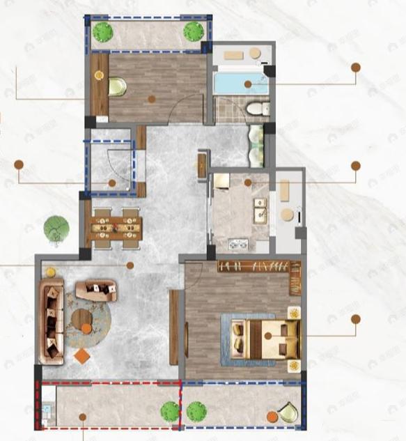 宇洋观山樾2室2厅1卫户型图