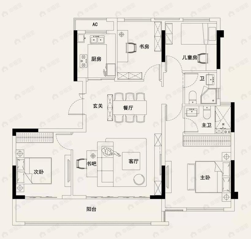 海月江南住宅4室2厅2卫户型图