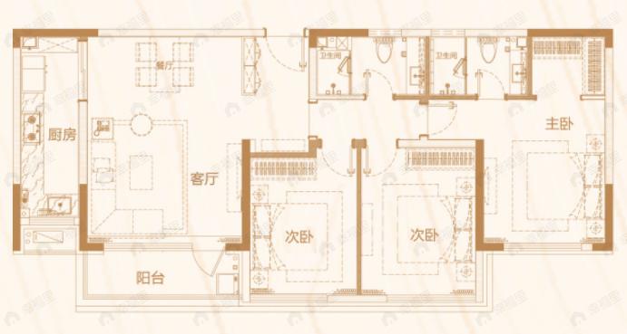 泰山华府3室2厅2卫户型图