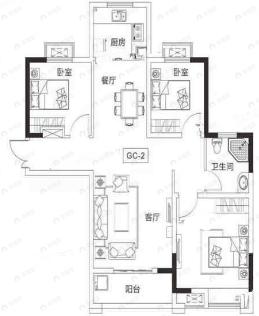三和名仕城3室2厅1卫户型图