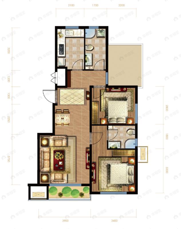通用博园2室2厅1卫户型图