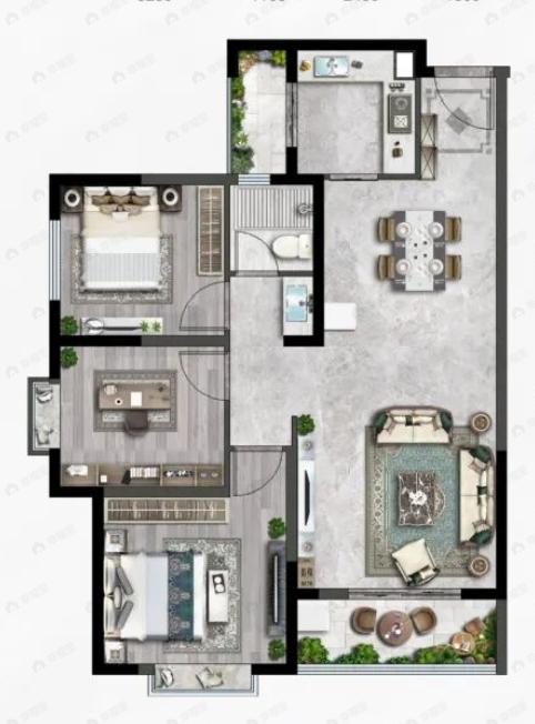 隆源国际城3室2厅1卫户型图