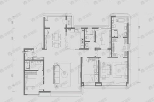 4室3厅3卫建面230平南户型图