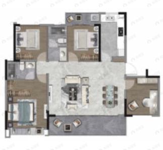 银河玺悦台4室2厅2卫户型图