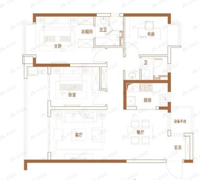 洪大新力合悦滨江3室2厅2卫户型图