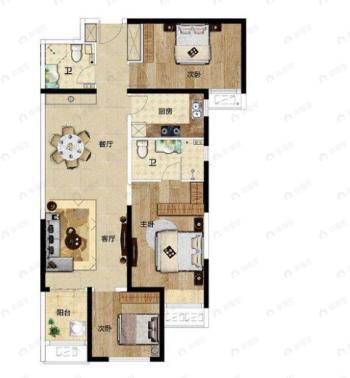 升龙御玺3室2厅2卫户型图