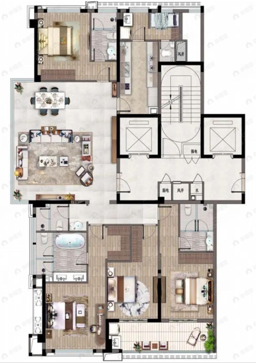 大东海公园府5室2厅3卫户型图
