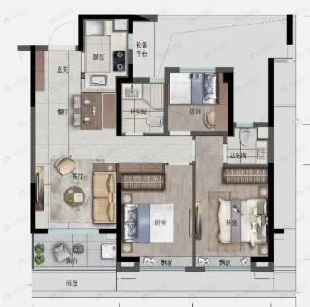 圆尊府3室2厅2卫户型图