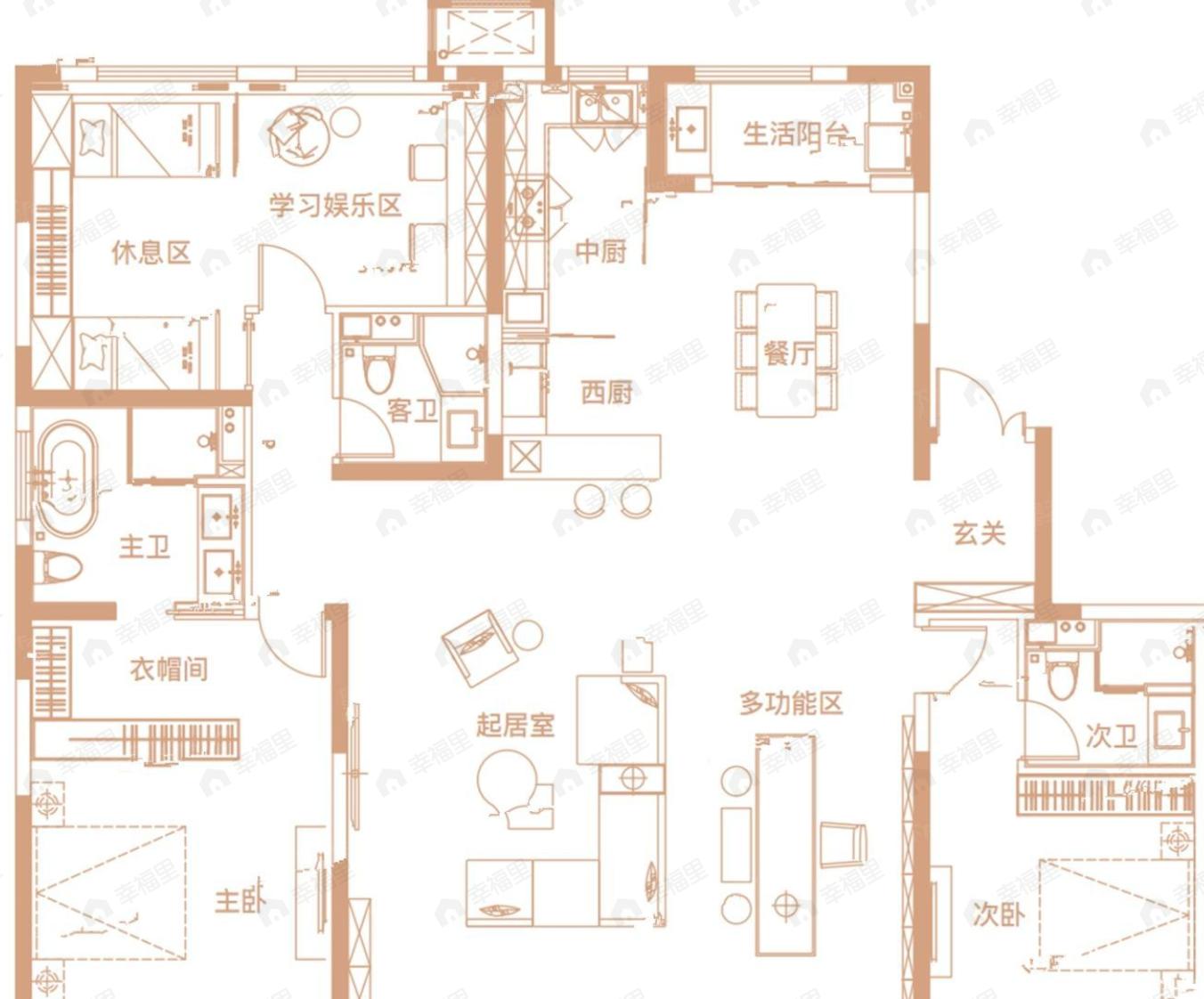 鑫苑府3室2厅3卫户型图