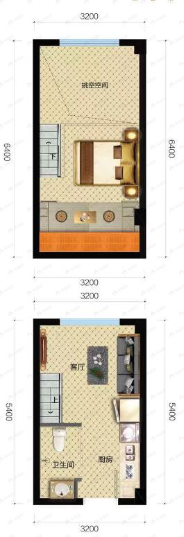 阳光100凤凰社C51室1厅1卫户型图