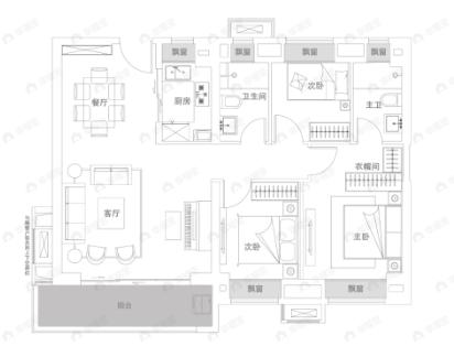 华发公园首府3室2厅2卫户型图