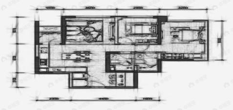2室2厅2卫建面103平户型图