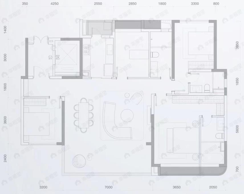招商时代公园4室2厅3卫户型图