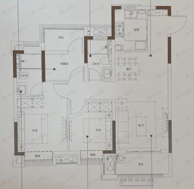 禹洲九颂嘉誉东方3室2厅2卫户型图