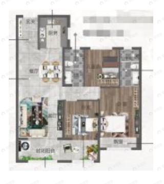 碧桂园青璞3室2厅2卫户型图