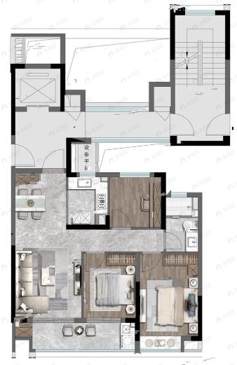 绿城春风晴翠2室3厅1卫户型图