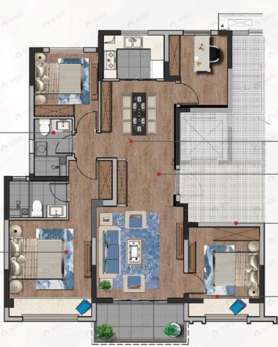橡树澜湾花园4室2厅2卫户型图