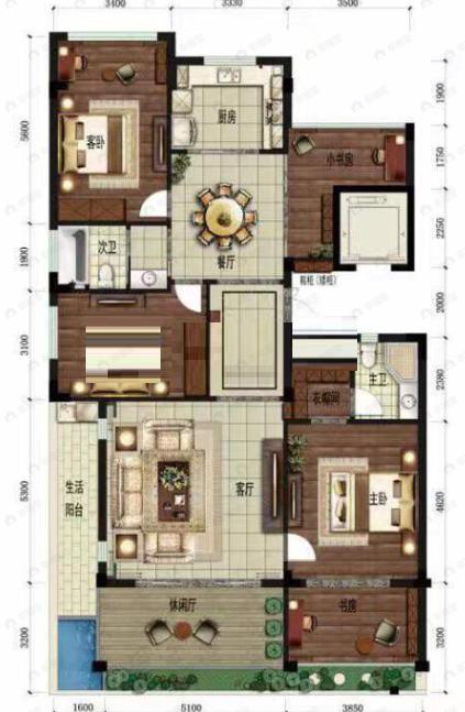 桐庐金色港湾度假村4室3厅2卫户型图