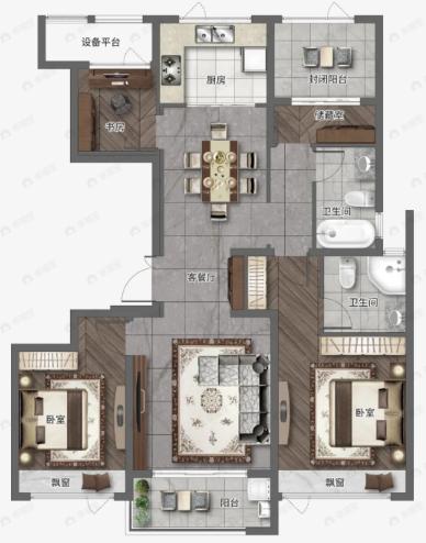 枫柏兰庭4室2厅2卫户型图