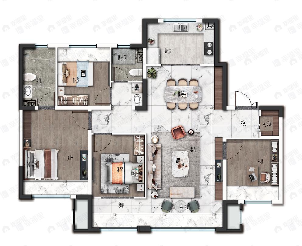 金地名峰2期4室2厅2卫户型图