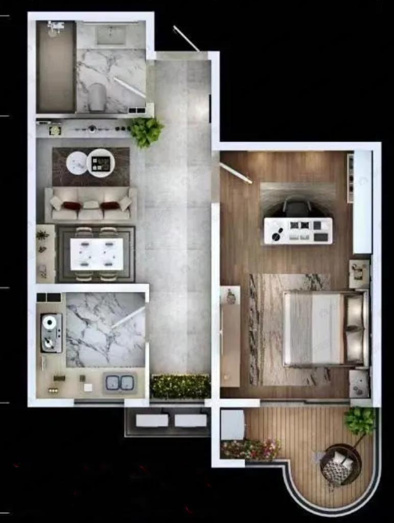 云溪东境1室1厅1卫户型图