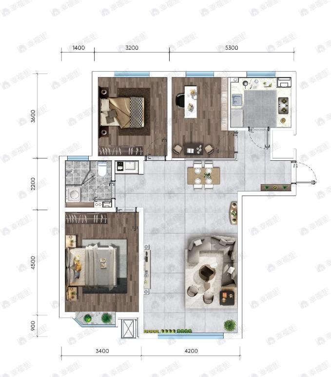 大境3室2厅1卫户型图
