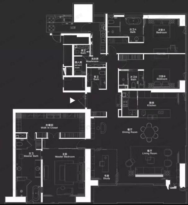 环球西安中心4室2厅5卫户型图