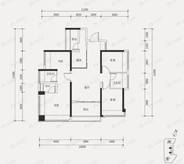 盛合天宸家园4室2厅2卫户型图