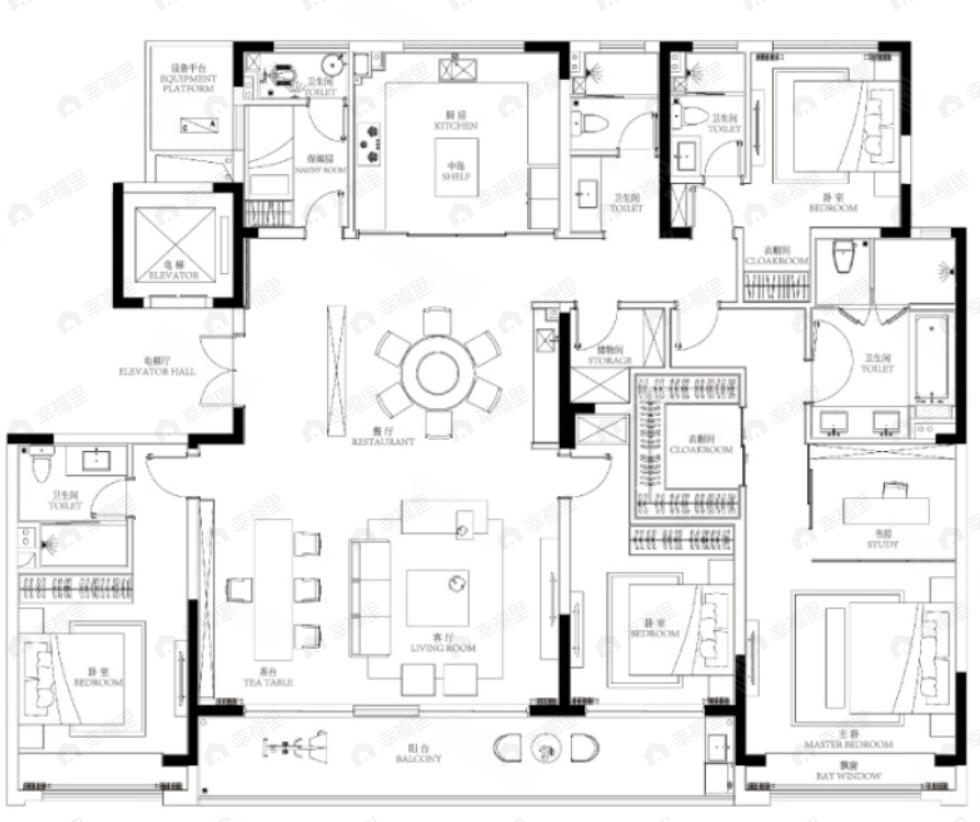 向东岛花园5室2厅5卫户型图