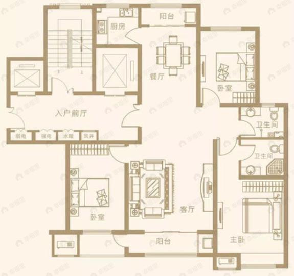 凤凰华府3室2厅2卫户型图