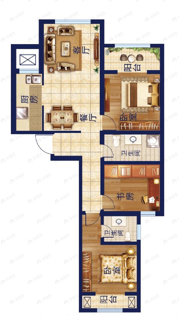 九洲城二期3室2厅2卫户型图