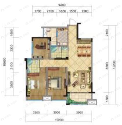 橡树华庭3室2厅2卫户型图