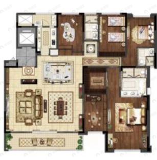 华侨城嘉陵江天4室2厅3卫户型图